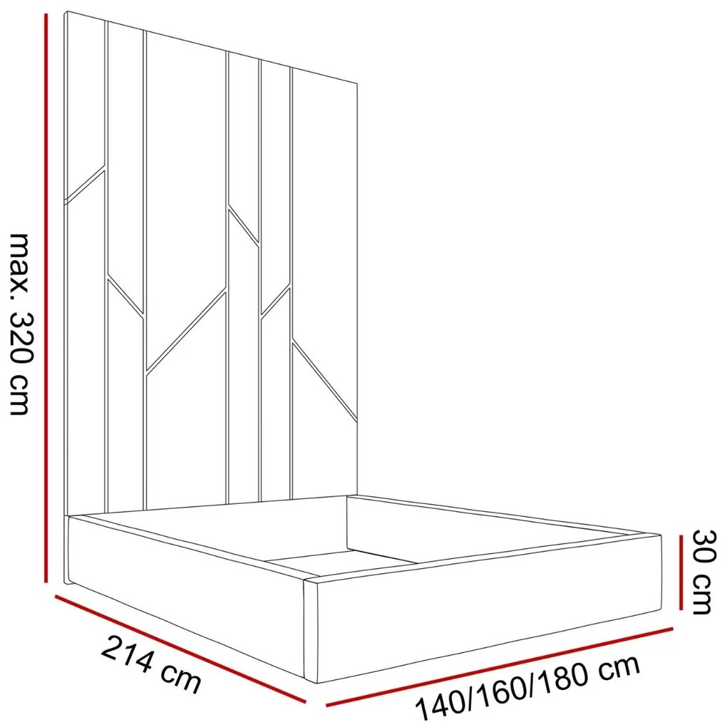 MANŽELSKÁ ČALÚNENÁ POSTEĽ NATHALIE 140x200 PANELOVÉ ČELO JASMINE 22