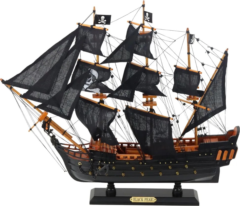 LEAN Toys Zberateľský model dekoratívnej plachetnice Black Pearl 49x43cm