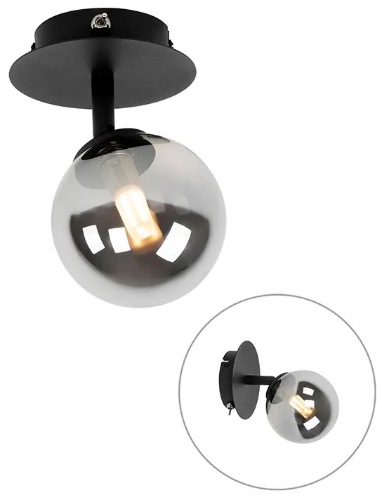 Rustikálne bodové svetlo čierne nastaviteľné s dymovým sklom - Atény