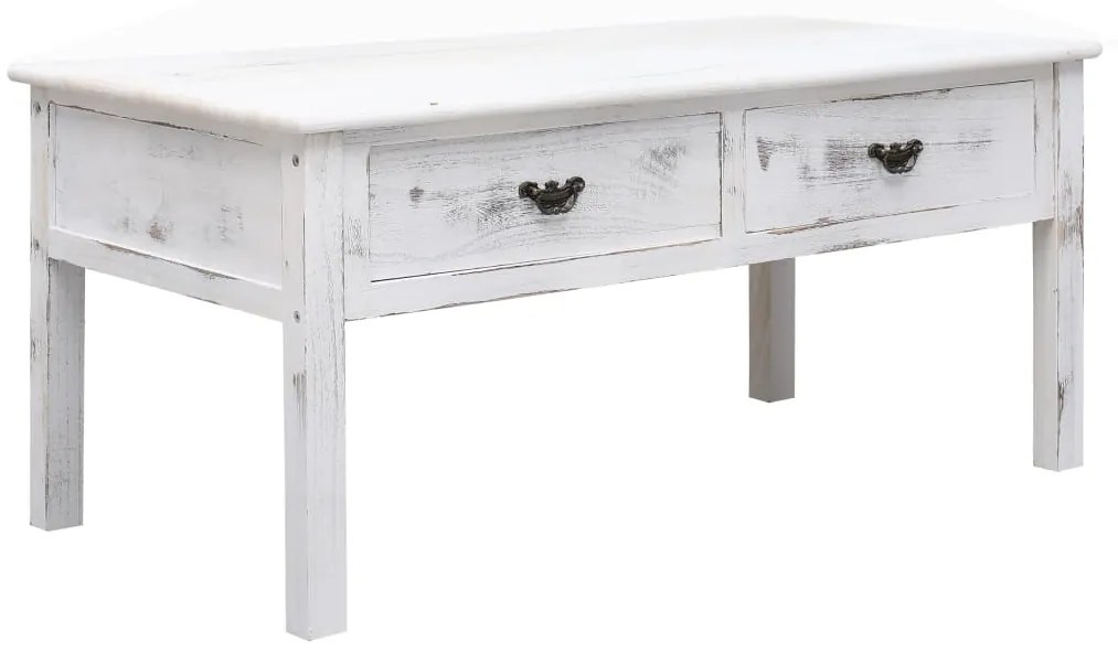 vidaXL Konferenčný stolík starožitný biely 100x50x45 cm drevený