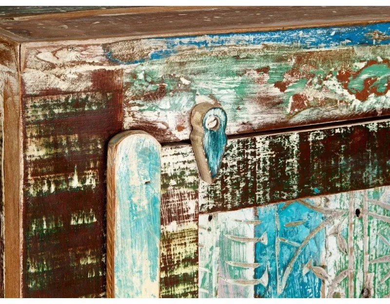 furniture-nabytek.cz - Masívna kúpeľňová vysoká komoda Blue Lagoon z mangového dreva, lakovaná, farebná – 50×45×135 cm