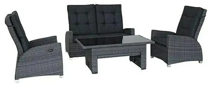Sunfun Malaga Set lounge nábytku XL, 4 ks, polyratan, kov, sklo, antracit