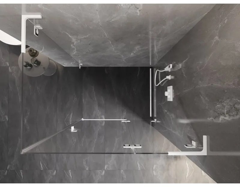 Mexen Lunar L, 1-krídlový sprchový kút, pravý, 100 x 90 cm, 8mm číre sklo, biely profil, 834L-100-090-20-00-P