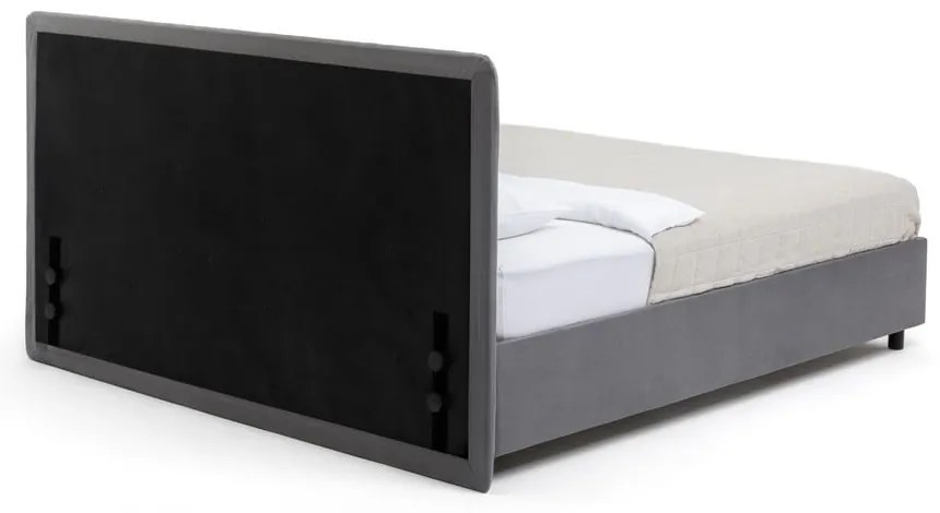 Sivá čalúnená dvojlôžková posteľ s úložným priestorom s roštom 160x200 cm Myra Slim Line – Bonami Selection