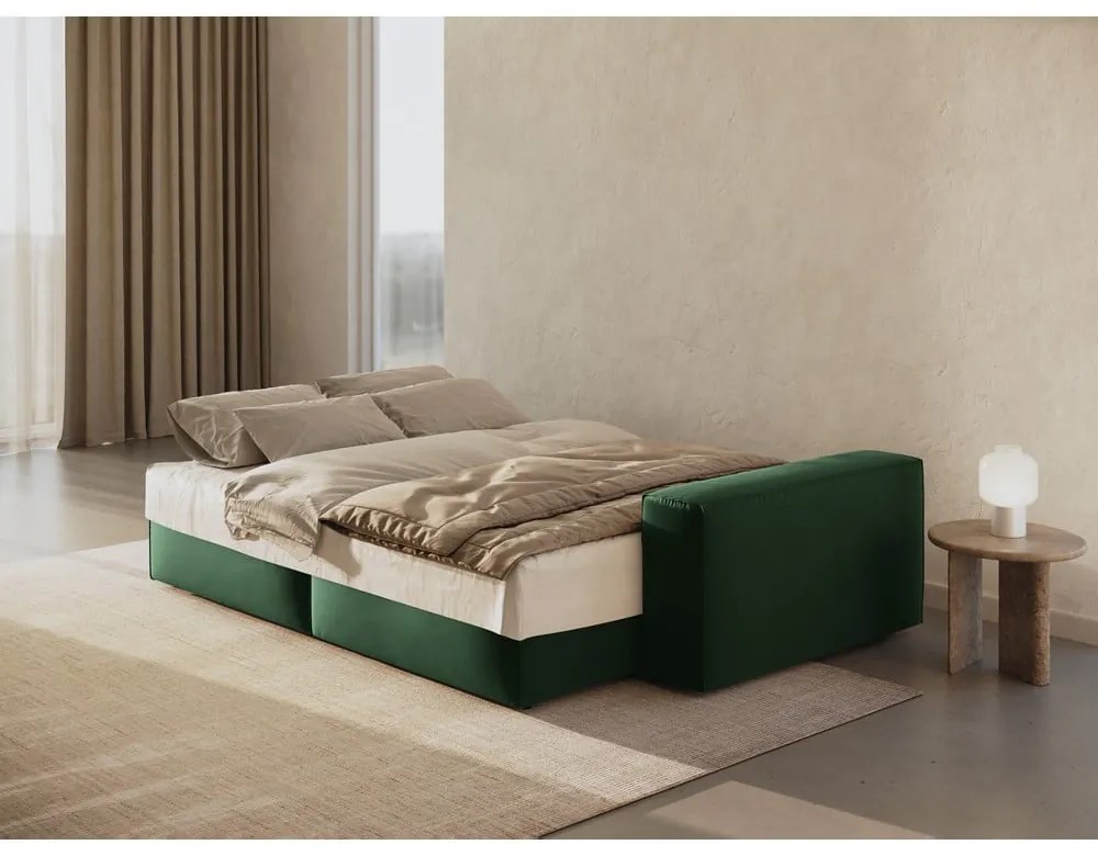 Tmavozelená zamatová rozkladacia/s úložným priestorom pohovka 247 cm Jodie – Micadoni