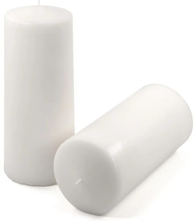 Sada stĺpových sviečok, 25 cm, Ø10 cm, biela, 2 ks