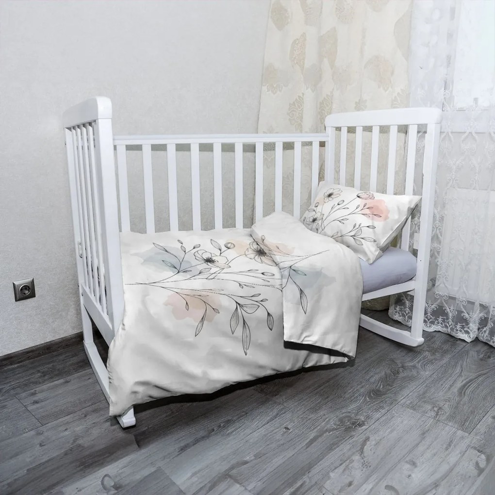 Sablio Mikroplyšové detské obliečky do postieľky Kvetinová línia - 100x135 / 40x60