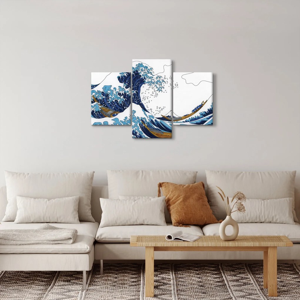 Obraz - Japonská kresba, vlny (90x60 cm)