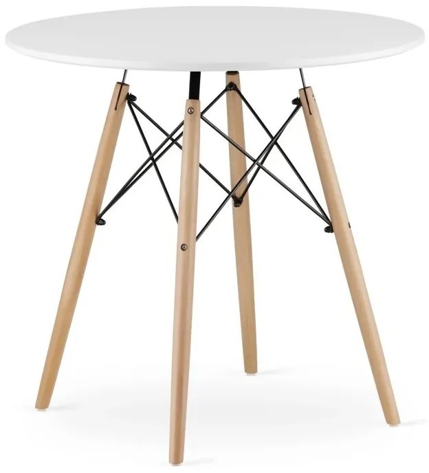 Jedálenská zostava TODI 80cm okrúhly stolový set biely+ 4 stoličky MARK sivé