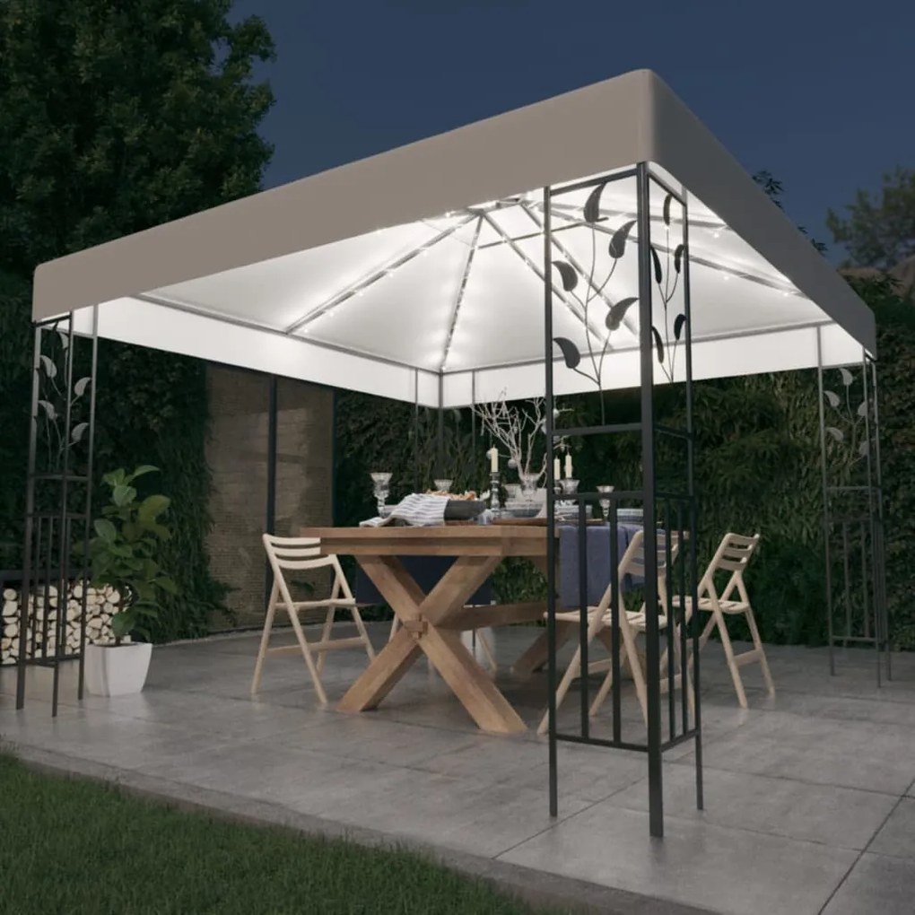 vidaXL Altánok s LED reťazou 3x3 m, biely