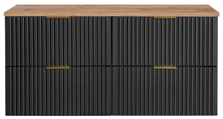 Závěsná skříňka pod umyvadlo Casad s deskou 120 cm černá/dub wotan