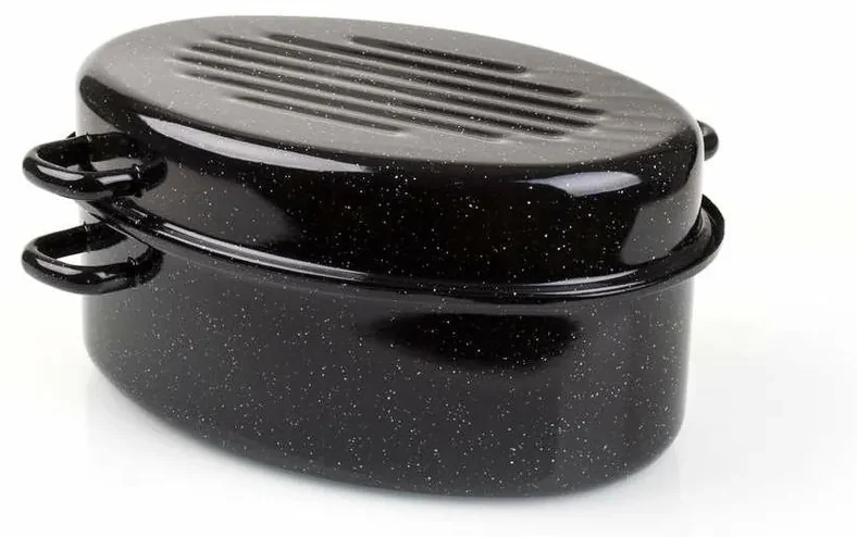 Banquet 2-dielny oválny smaltovaný pekáč CULINARIA Black, 38 cm