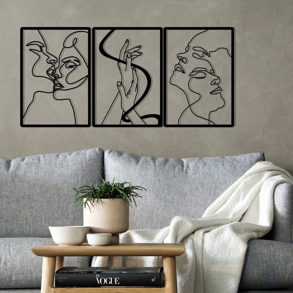 Nástenná kovová dekorácia Jednota lásky čierna