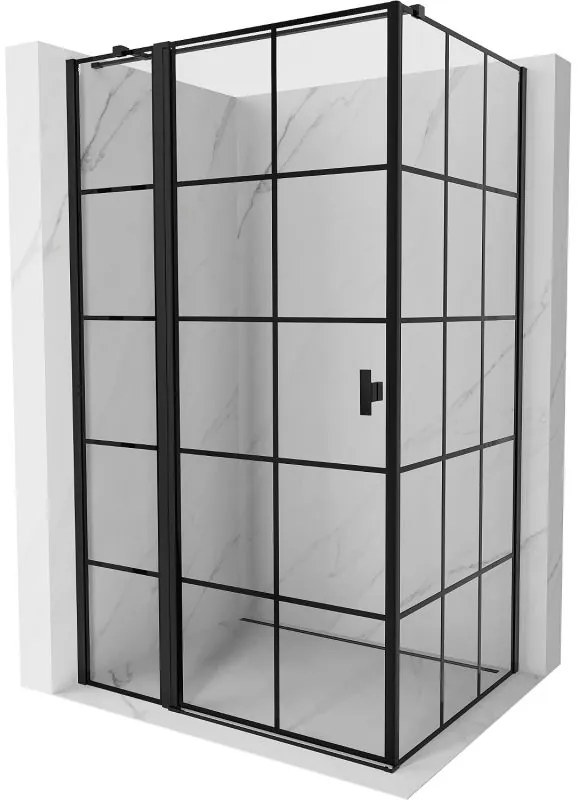 Mexen Mist T, sprchový kút s krídlovými dverami, ľavý, 90 x 95 cm, 8mm číre sklo, čierny profil, 8A4T-095-090-70-77-L