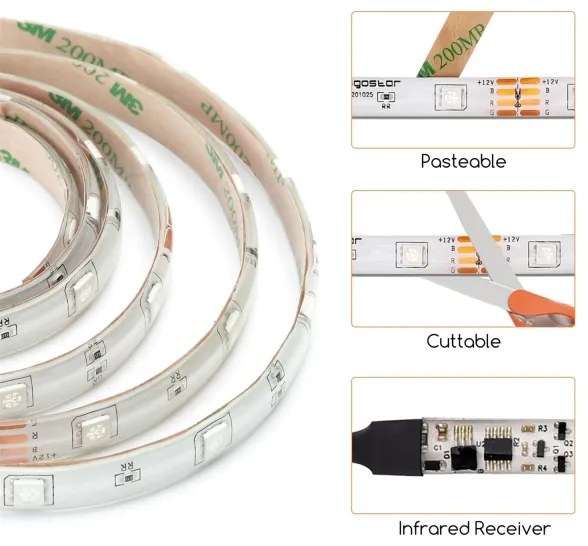 Aigostar - LED RGB Stmievateľný vonkajší pásik 3m LED/24W/12/230V IP65 +DO