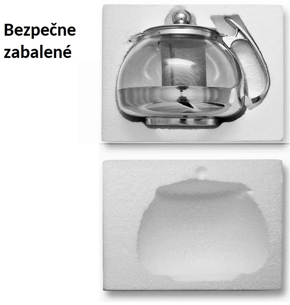 Monzana Čajník so sitkom TEA 1,2L, priesvitná, strieborná