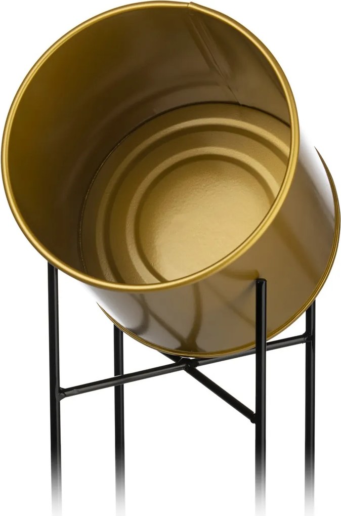 KOVOVÝ KVETINÁČ SO STOJANOM GLAMOUR 95X24 CM ZLATÁ/ČIERNA