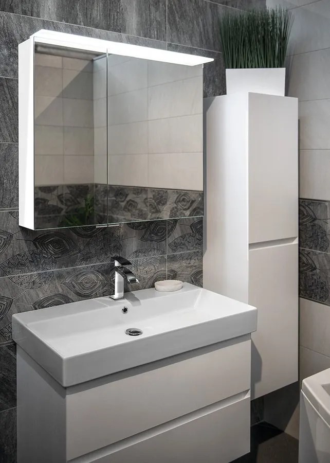 Sapho Sapho, LINEX galérka s LED osvetlením, 80x70x15cm, biela, LX080-0030
