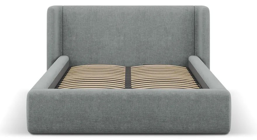 Tmavosivá čalúnená dvojlôžková posteľ s úložným priestorom s roštom 200x200 cm Jason – Windsor &amp; Co Sofas