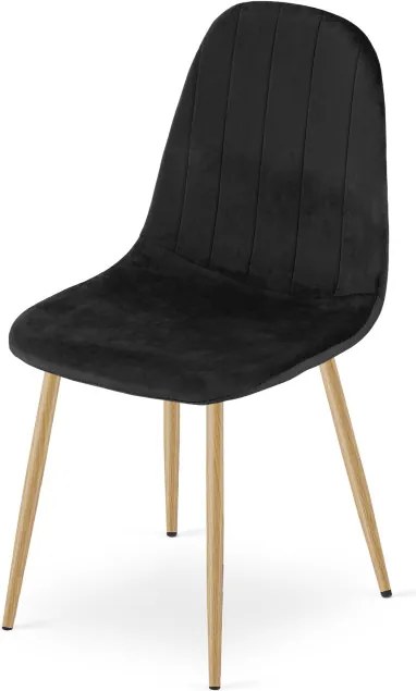 Set štyroch jedálenských stoličiek PADVA zamatové čierne / hnedé nohy (4 ks)