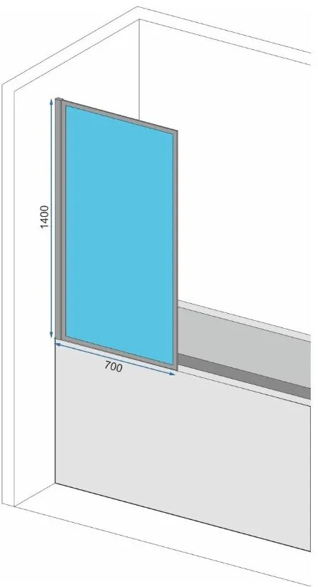 Rea LAGOS FIX - vaňová zástena, 1-krídlová, 70 x 140 cm, čierna-transparentná, REA-K7689