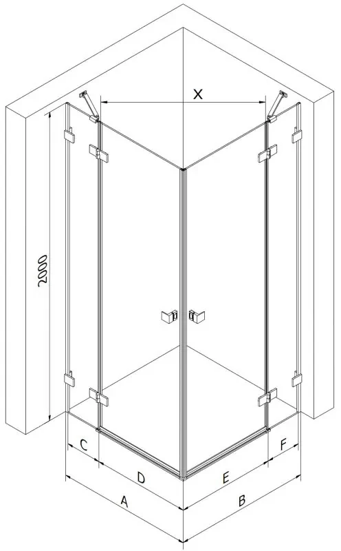 Mexen Lunar Duo, výklopný sprchový kút 115 x 80 cm, 8mm číre sklo, grafitový profil, 834-115L-080P-95-00