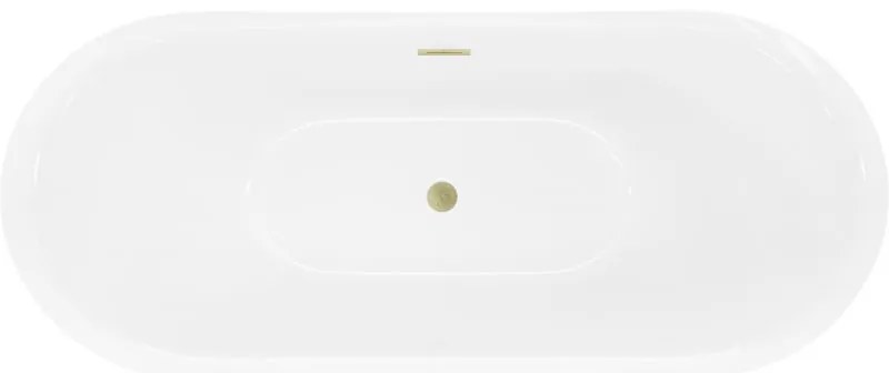 Mexen Lotos, voľne stojaca vaňa 180 x 75 cm, biela/čierna, zlatý matný prepad, 52051807775-55