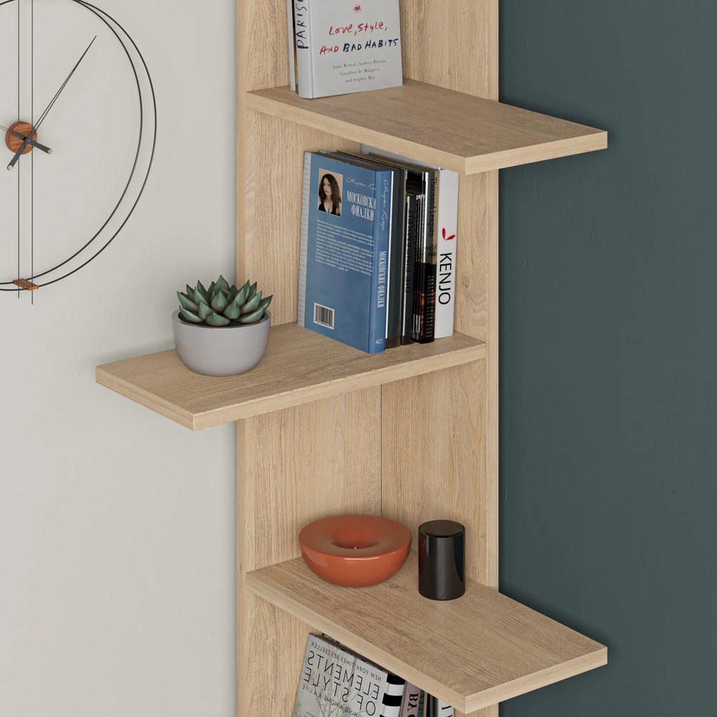 Rohová knižnica Houseland Saso dub zafírový