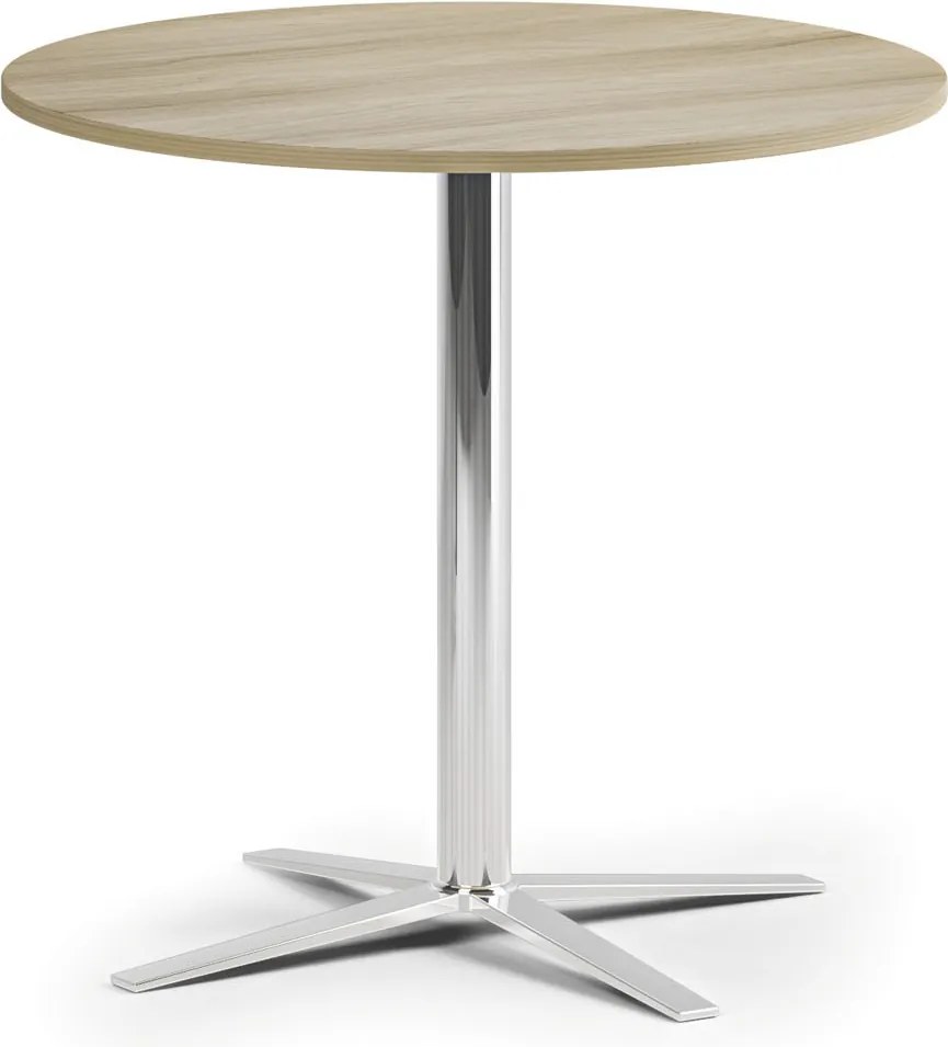 Konferenčný stolík AURA, priemer 60 cm, chróm podnož, dub prírodný