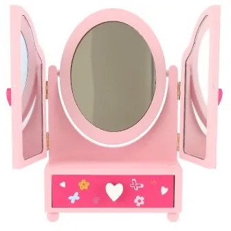Teddies Zrkadlo šperkovnica Princess 3-dielne zásuvka drevo 16x25x8cm v krabici