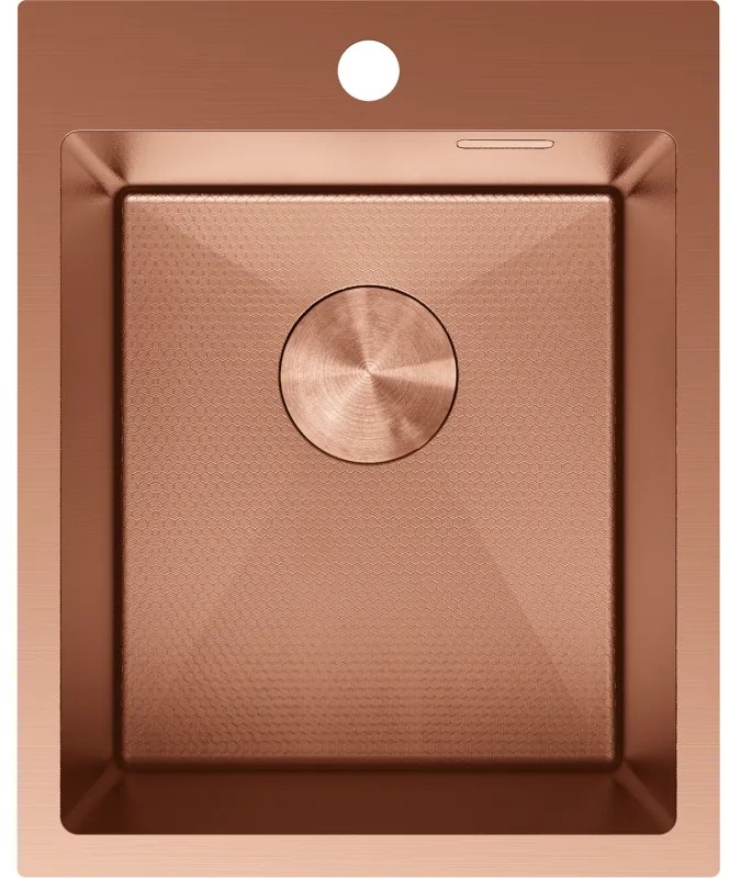 Mexen Solix, 1-komorový nerezový drez 400 x 500 mm, brúsená meď, vzor voština, 6406401000-65HC