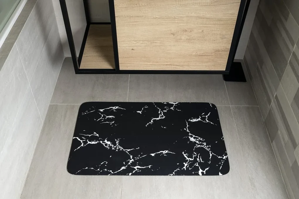Aqualine Aqualine, Kúpeľňová predložka 50x80cm, absorpčná, čierna/mramor, PCD011