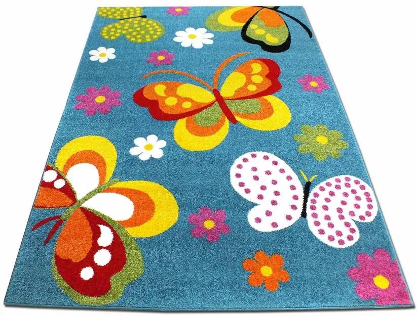 MAXMAX Detský koberec Farební motýle - modrý