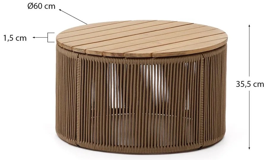 Okrúhly záhradný odkladací stolík s doskou z akácie ø 60 cm Dandara – Kave Home