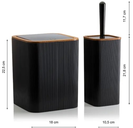 Kúpeľňový set ZOYA 5 ks čierna/hnedá