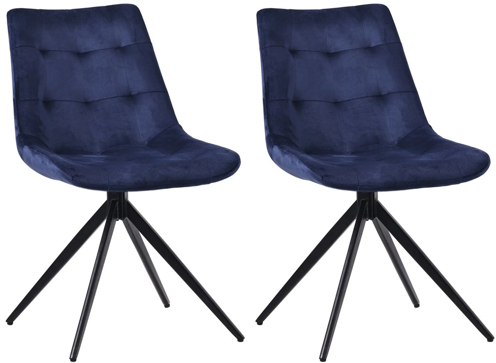 Set 2 jedálenských stoličiek Merna - zamat - tmavomodrá
