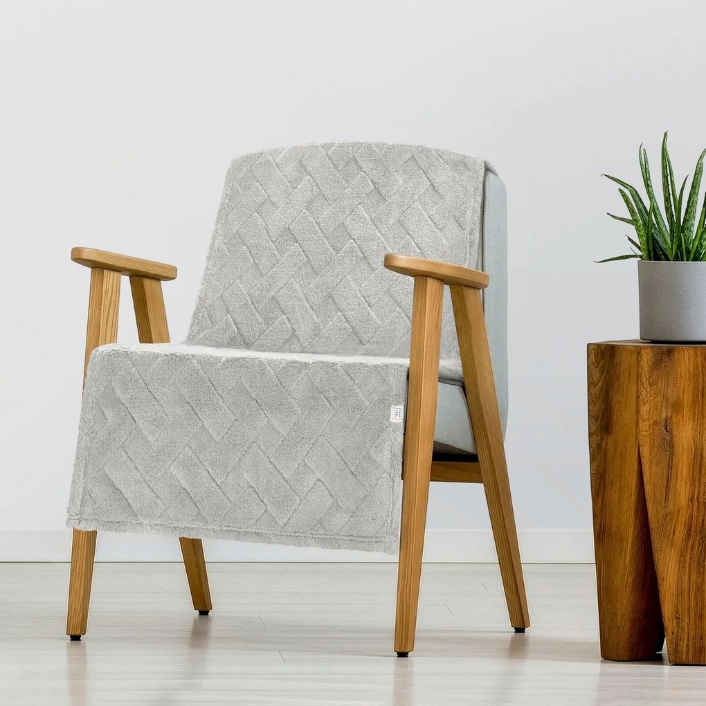 DEKA Z MIKROFLANELU CARO 70X160 CM STRIEBORNÁ