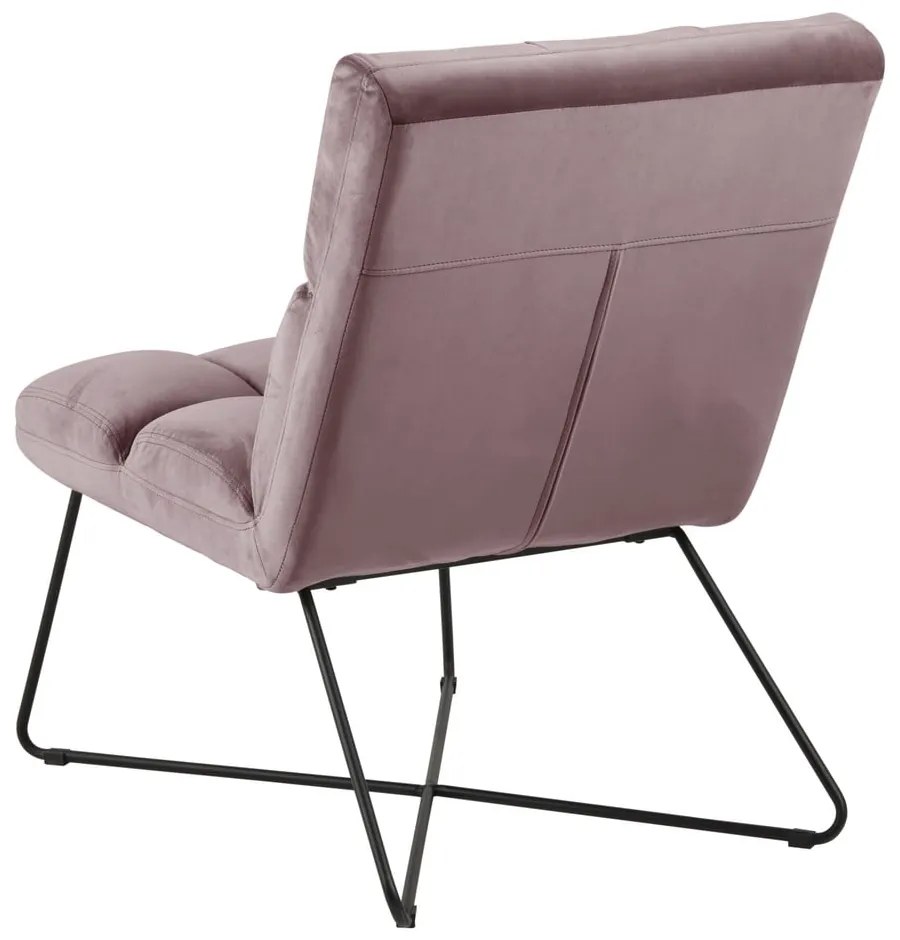 Ružové zamatové kreslo Alba – Actona