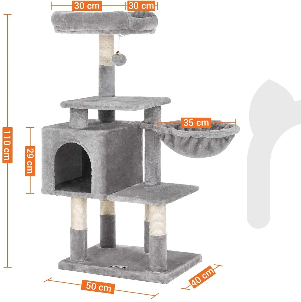 FEANDREA Mačací strom škrabadlo 110 cm svetlo sivý