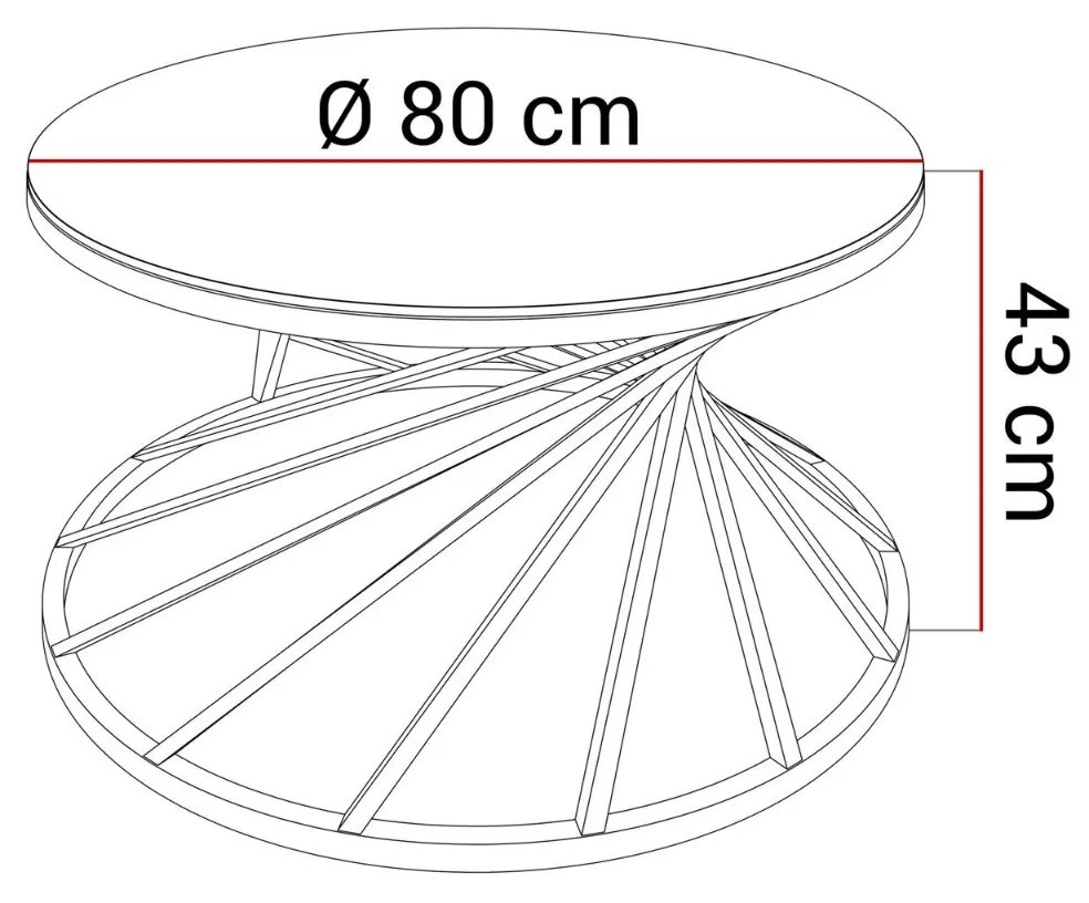 OKRÚHLY KONFERENČNÝ STOLÍK SCARLETT ZLATÝ + SKLO 80 cm