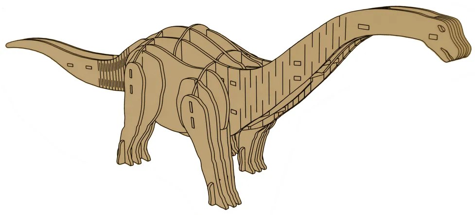 Lean Drevené 3D puzzle - Brontosaurus 38 prvkov