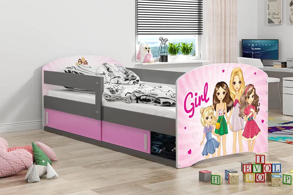 Detská posteľ Luki 1 dievčenský motív Farba: Grafit