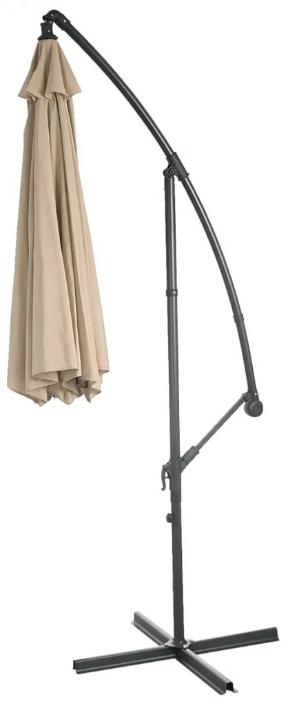 Slnečník Acerra Ø 3m polyester/oceľ - pieskovo-béžová so stojanom