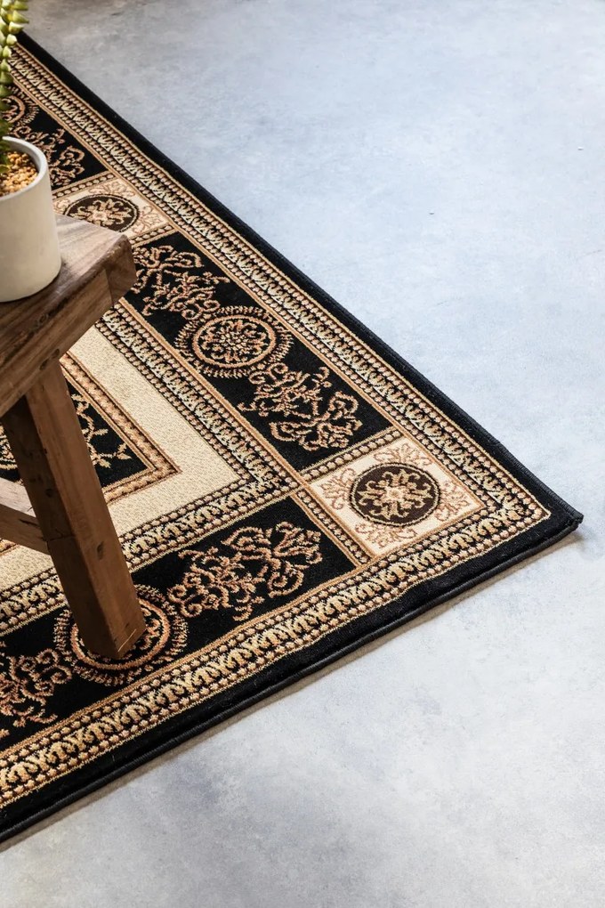 Kusový koberec Herat 105989 Black Cream, 80x120, čierna, chodba / predsieň, Hanse Home
