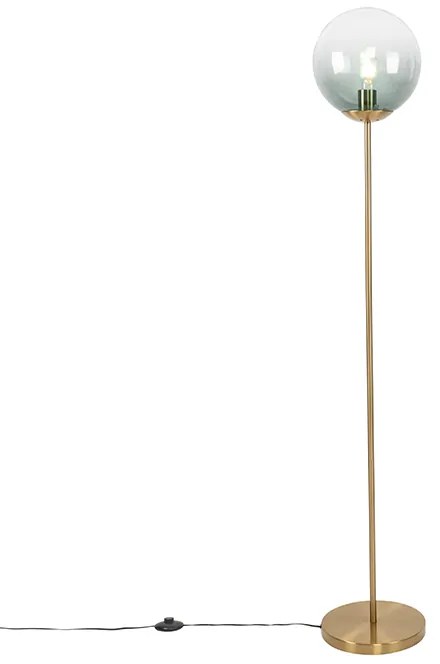 Art Deco stojaca lampa mosadz s zeleným sklom - Pallon
