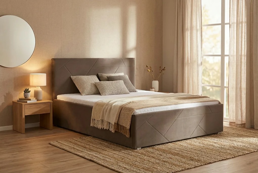 Postel TONY 120x200 cm Svetlohnedá Bez matraca