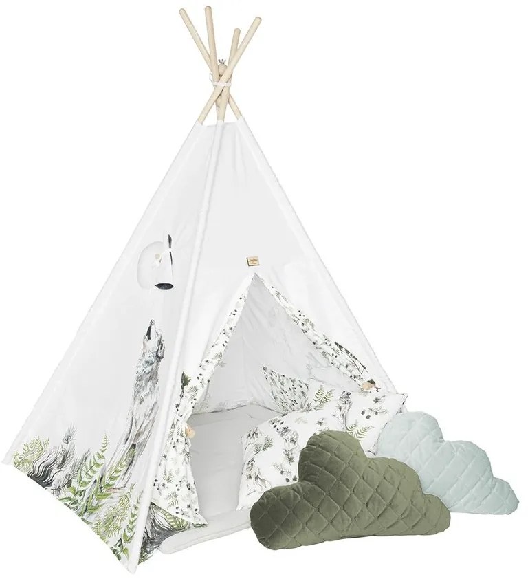 lovel.sk Detský stan teepee Forest wolf + podložka + 4 vankúše