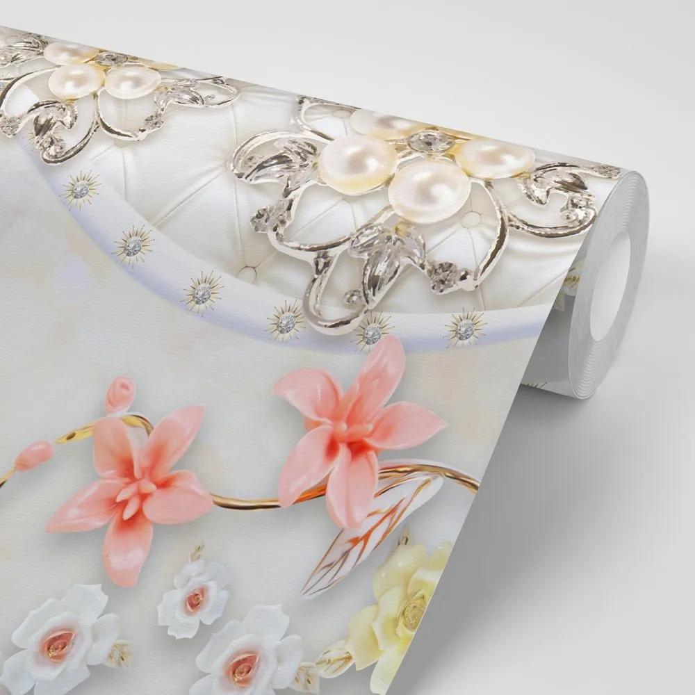 Tapeta luxusné kvetinové šperky - 150x100