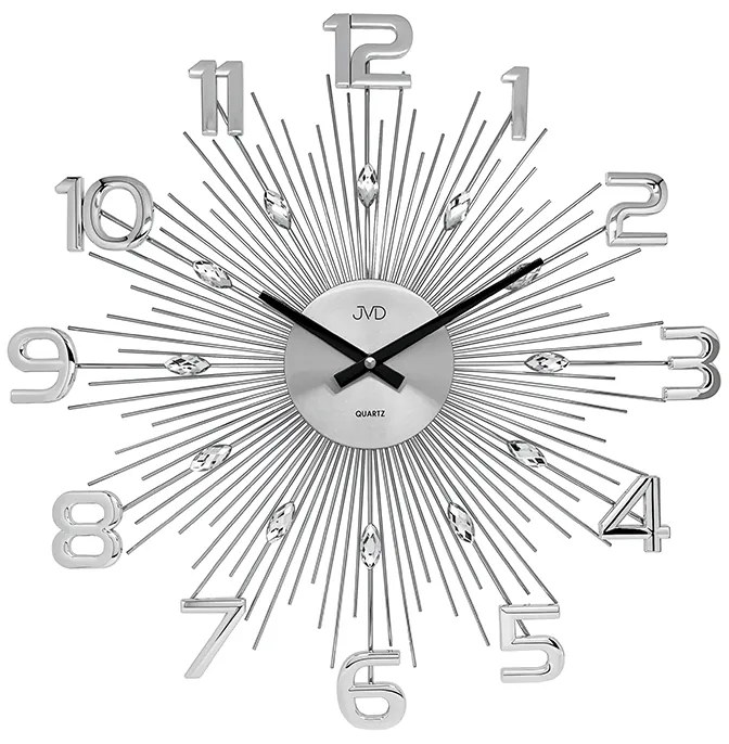 Veľké moderné hodiny JVD HT108.1 – kovový dizajn, presný Quartz strojček, 49 cm