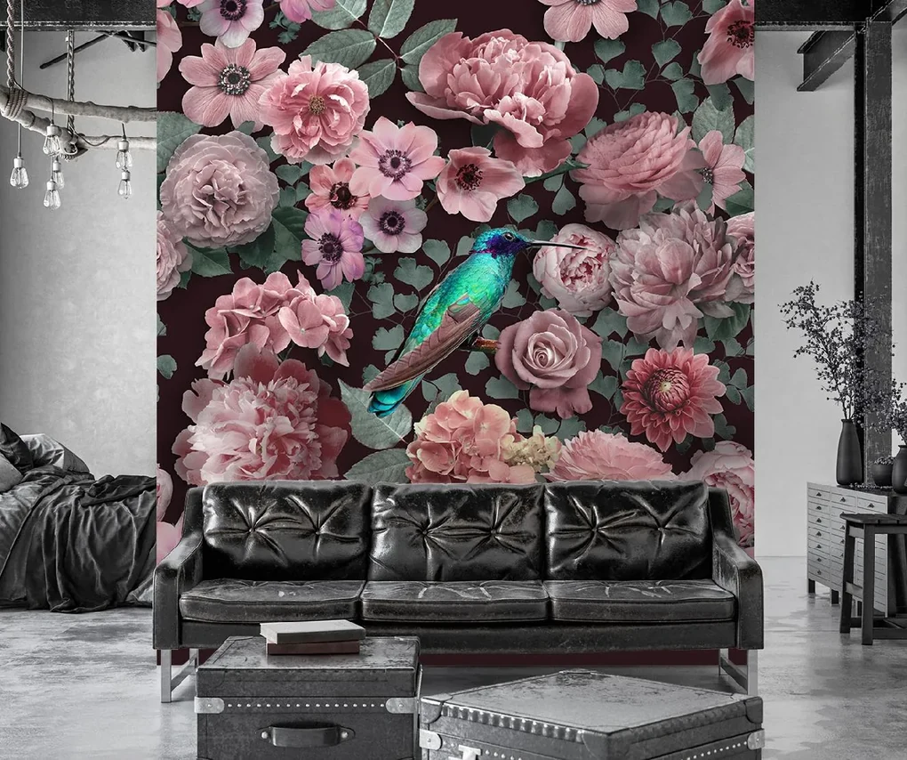 Gario Fototapeta Kvety ruže ružové vtáky príroda - Andrea Haase Materiál: Vliesová, Rozmery: 150 x 150 cm